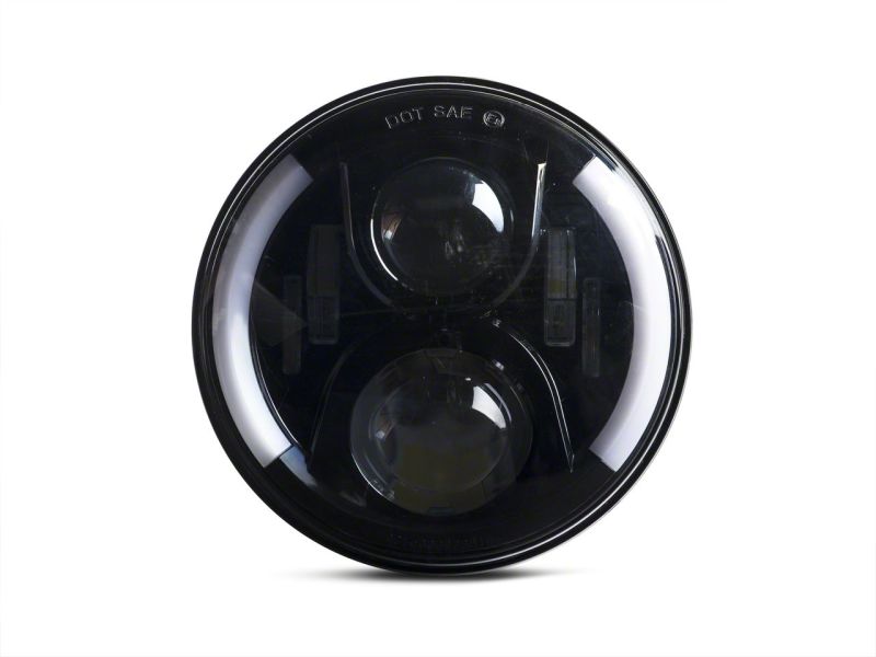 Raxiom 97-18 Jeep Wrangler TJ & JK 6-LED Headlights w/ Partial Halo- Blk Housing (Clear Lens) J135442 J135442 Photo - Close Up