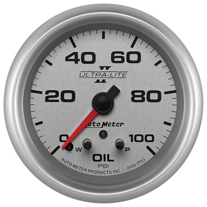 Autometer Gauge, Oil Press, 2 5/8", 100PSI, Stepper Motor W/ Peak & Warn Ultra 7753 Photo - Primary