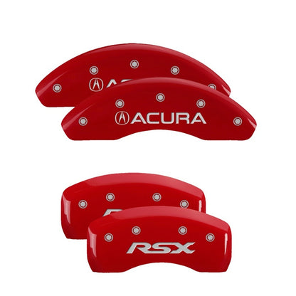 MGP 4 Caliper Covers Engraved Front Acura Engraved Rear RSX Red finish silver ch 39003SRSXRD 39003SRSXRD Photo - Primary