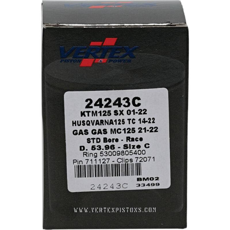 Vertex Pistons Vertex Piston 01-16 KTM 125 EXC 125cc Cast Race Piston Kit 24243C 24243C Photo - Primary