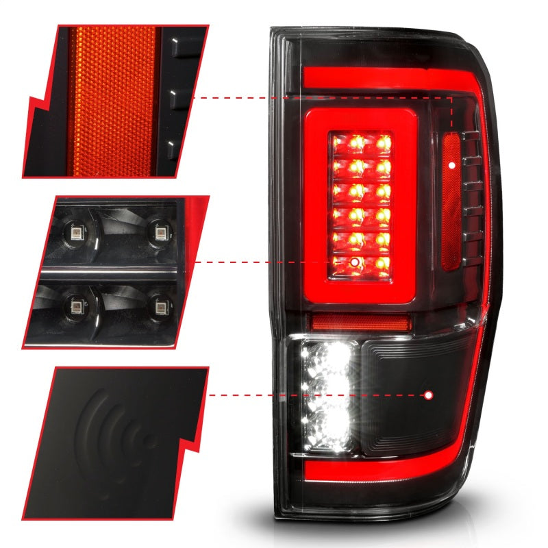 ANZO 19-22 Ford Ranger Full LED Taillights w/ Lightbar Sequential Signal Black Housing/Clear Lens 311446 311446 Photo - Unmounted