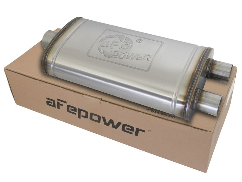 aFe MACH Force-Xp 409 Stainless Steel Muffler: 3" Center Inlet /2.5" Dual 49M00014 Photo - Primary