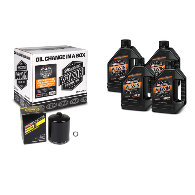 Maxima V-Twin Quick Change Kit Mineral w/ Black Filter Evo/Sportster 90-069014PB