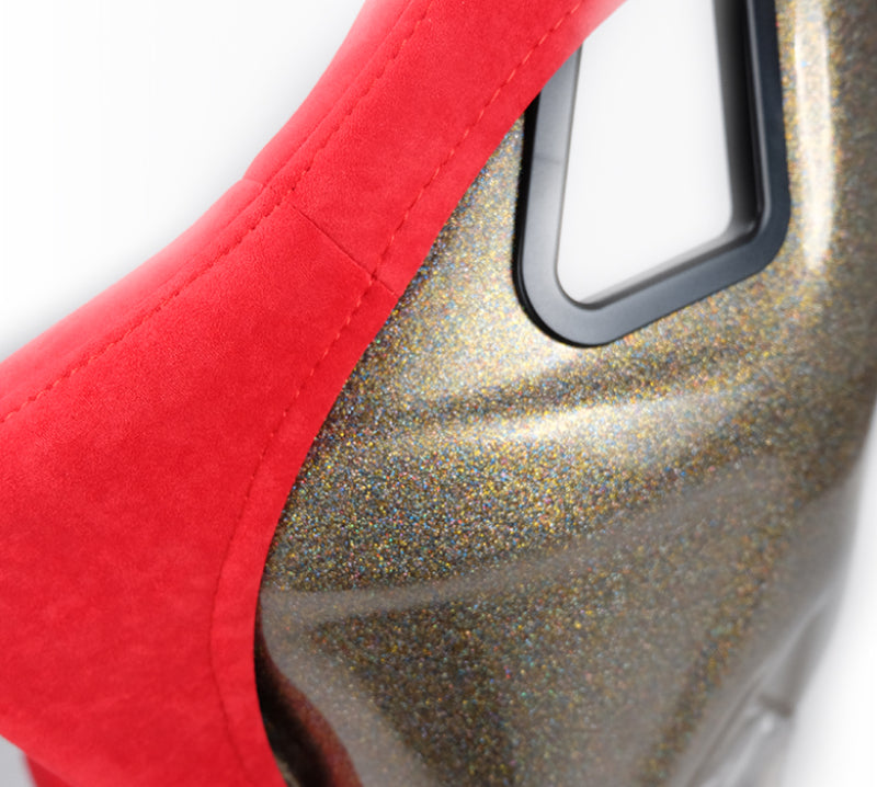 NRG FRP Bucket Seat ULTRA Edition - Large (Red Alcantara/Gold Glitter Back) FRP-302RD-ULTRA FRP-302RD-ULTRA Photo - Primary