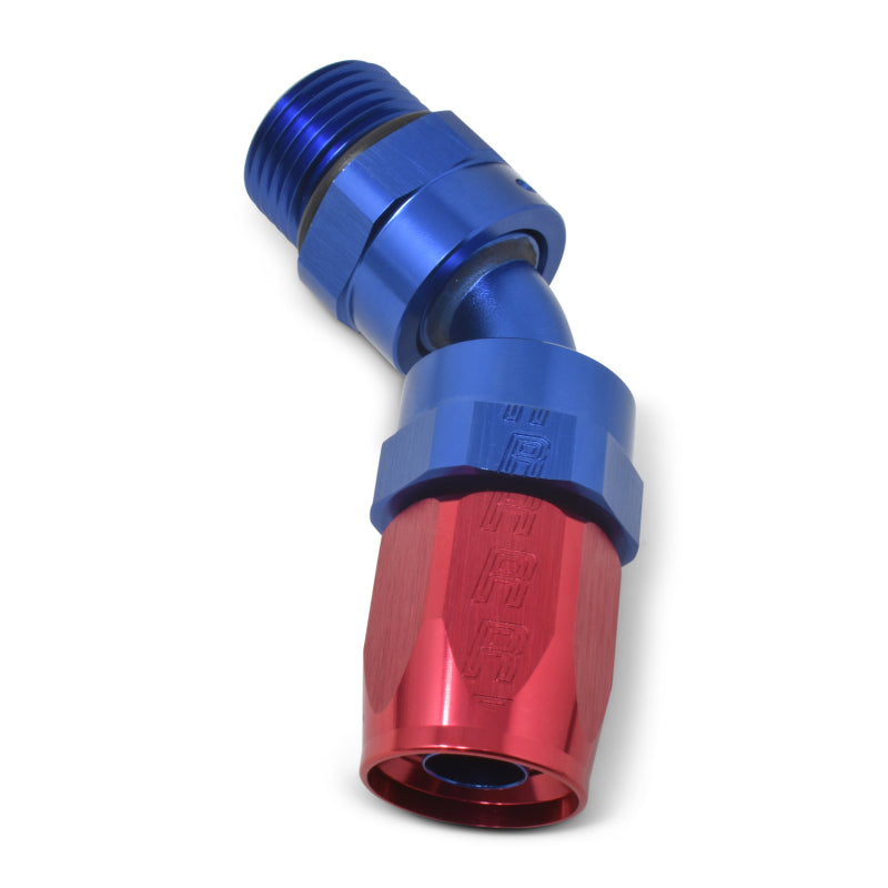 Russell Performance -10 AN Red/Blue Male SAE Port to -8 Hose 90 Degree (-10 Port 7/8in-14 Thread) 612420 612420 Photo - out of package