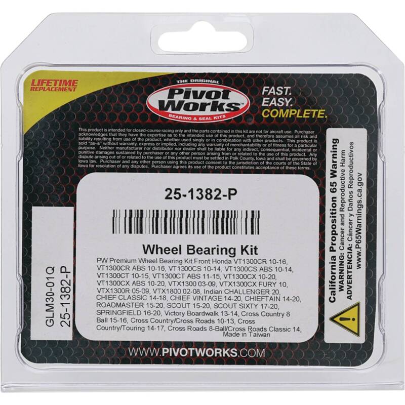 Pivot Works Honda, Indian, Kawasaki, Suzuki, Victory Wheel Bearing Kit Premium Bearings 25-1382-P 25-1382-P Photo - Primary