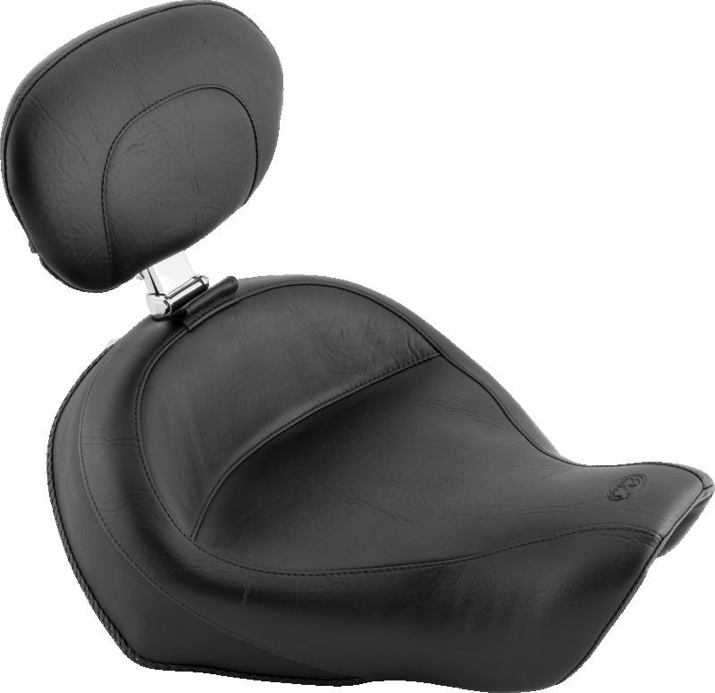 Mustang Motorcycle Mustang 06-17 Harley Dyna Wide Touring Solo Seat w/ Driver Backrest - Black 79358 79358 Photo - Primary