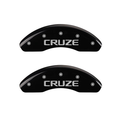 MGP Front set 2 Caliper Covers Engraved Front Cruze Black finish silver ch 14208FCRZBK 14208FCRZBK Photo - Primary