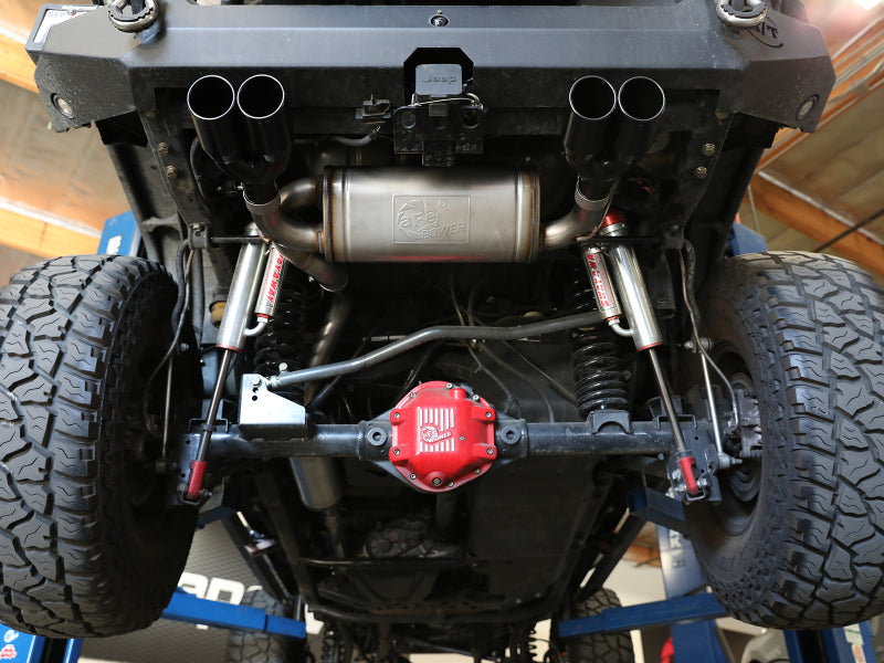 aFe Vulcan Series 2.5in 304SS Cat-Back Exhaust 07-18 Jeep Wrangler (JK) V6-3.6/3.8L w/ Black Tips 49-38087-B 49-38087-B Photo - Mounted