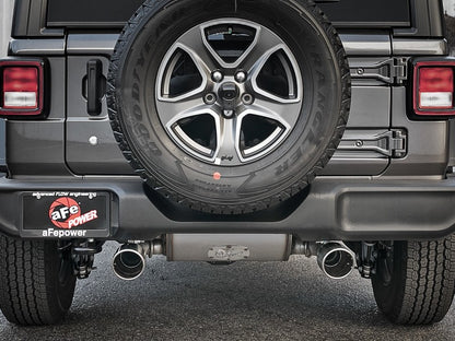 aFe Rebel Series 409 Stainless Steel Cat-Back Exhaust 18-21 Jeep Wrangler JL 2.0L (t) - Polished Tip 49-48096-P 49-48096-P Photo - Mounted