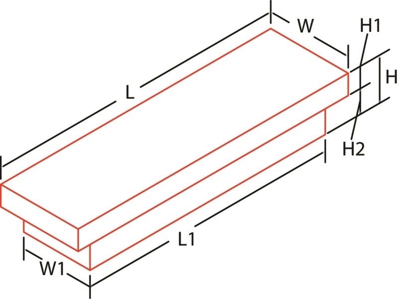 Dee Zee Deezee Universal Tool Box - Red Crossover - Single Lid Black BT Mid Size DZ8163B DZ8163B Technical Drawing