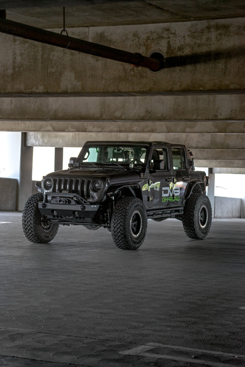 DV8 Offroad 07-23 Jeep Wrangler/Gladiator JT/JK/JL FS-25 Stubby Front Bumper w/Plated Bull Bar FBJL-06 FBJL-06 Photo - Unmounted