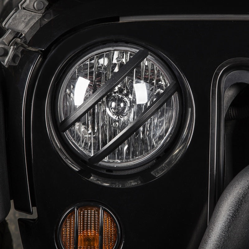 Rugged Ridge Elite Euro Guard Kit,Pivotal,Headlight,Black;07-18 Wrangler JK/JKU 11230.13 Photo - Mounted