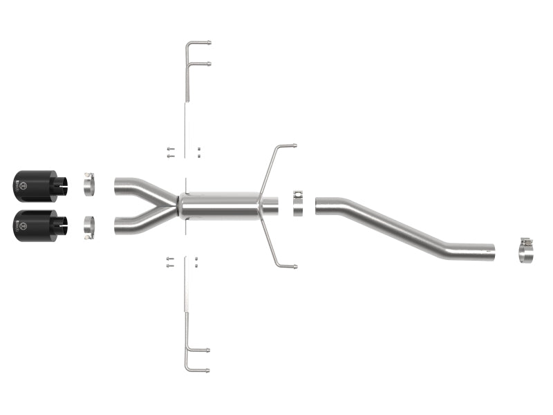 aFe Takeda 2.5in 304SS Axle-Back Exhaust System 17-19 Honda Civic Type R L4-2.0L (t) - Black Tip 49-36626-B 49-36626-B Photo - Unmounted