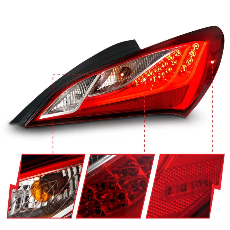 Anzo 2010-2013 Hyundai Genesis LED Taillights Red/Clear 321334 Photo - Unmounted