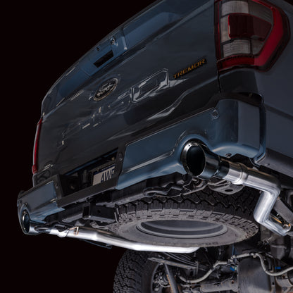 AWE Tuning 2021+ Ford F-150 Tremor (w/ Bumper Cutouts) 0FG Resonated Catback - Diamond Black Tips 3015-33402 3015-33402 Photo - Mounted