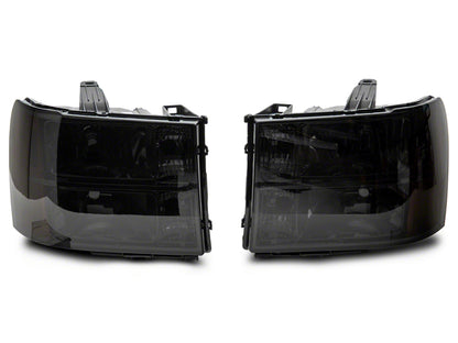 Raxiom 07-14 GMC Sierra 1500/2500 HD/3500 HD Axial OEM Rep Headlights- Chrome Housing- Smoked Lens S518299 S518299 Photo - Primary