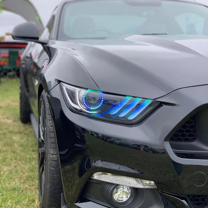 ORACLE Lighting Oracle 15-17 Ford Mustang Dynamic RGB+A Pre-Assembled Headlights - Black Edition - ColorSHIFT 8199-332 8199-332 Photo - lifestyle view