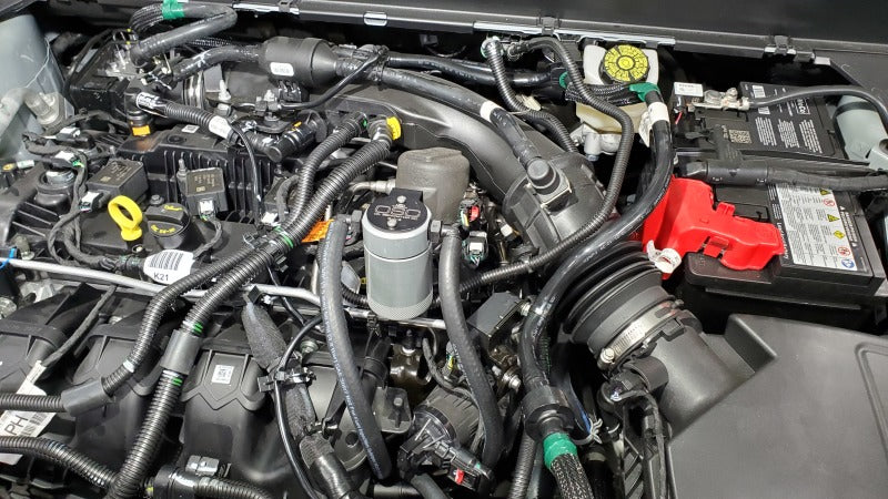 J&L 19-22 Ford/Lincoln SUVs & Trucks w 2.0 EcoBoost Driver Side Oil Separator 3.0 - Clear Anodized 3044D-C 3044D-C Photo - Close Up