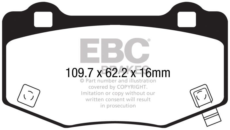 EBC 15-17 Ford Mustang Shelby GT350/GT350R Yellowstuff Rear Brake Pads DP43056R DP43056R Photo - Primary