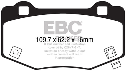 EBC 15-17 Ford Mustang Shelby GT350/GT350R Yellowstuff Rear Brake Pads DP43056R DP43056R Photo - Primary