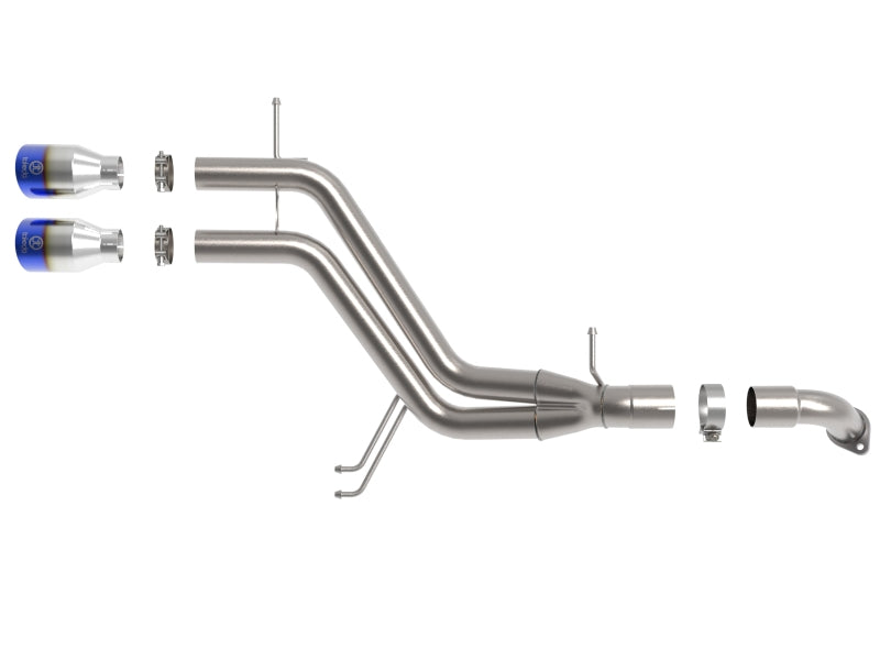 aFe Takeda 13-17 Hyundai Veloster L4-1.6L 2-1/2in 304 SS Axle-Back Exhaust w/ Blue Flame Tips 49-37019-L 49-37019-L Photo - Unmounted