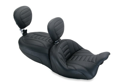 Mustang Motorcycle Mustang 15-21 Harley Freewheeler Std Touring Deluxe 1PC Seat w/Driver and Passenger Backrest - Black 79595 79595 Photo - Primary
