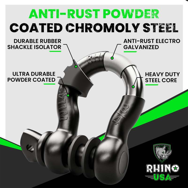 Rhino USA 3/4In D-Ring Shackle Set (2-Pack) Matte Black RNO-MATTE-SHACK RNO-MATTE-SHACK User 2