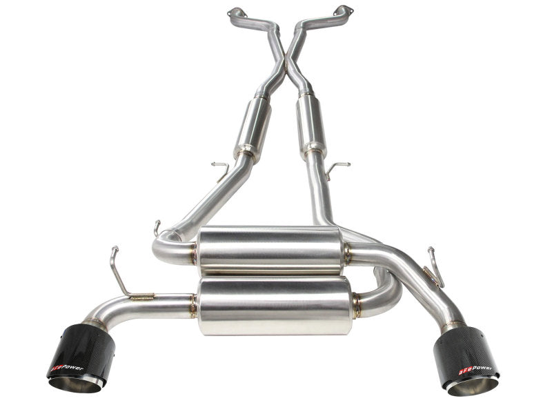 aFe Takeda 2-1/2in 304SS Cat-Back Exhaust Infiniti G37 08-13/Q60 14-15 V6-3.7 w/ Carbon Fiber Tips 49-36103-C 49-36103-C Photo - Unmounted