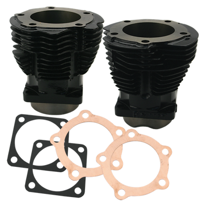 S&S Cycle 36-47 OHV Engines 3-7/16in Bore Cylinder Set - Hi-Temp Black 106-4512