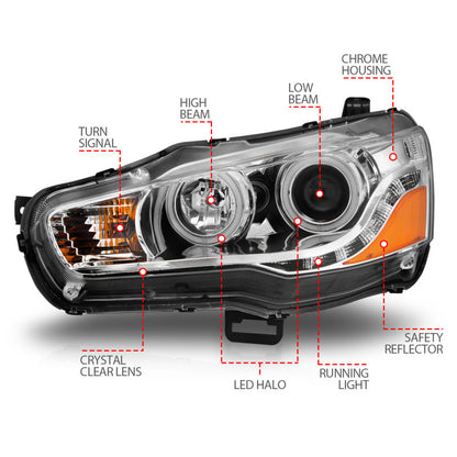 Anzo 2008-2015 Mitsubishi Lancer Projector Headlights w/ Halo Chrome (CCFL) 121427 User 4