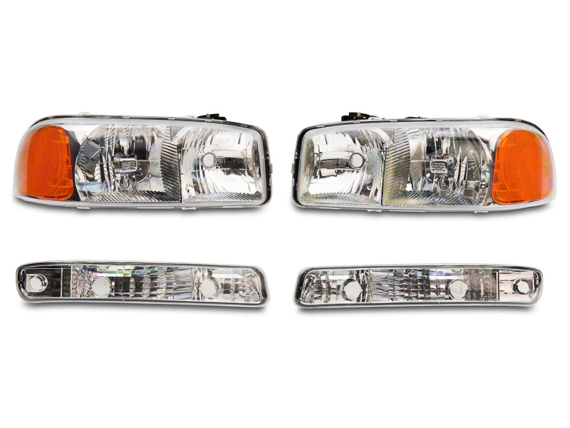 Raxiom 99-06 GMC Sierra 1500 Axial Series OEM Crystal Rep Headlights- Chrome Housing (Clear Lens) S518303 S518303 Photo - Primary