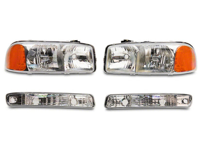 Raxiom 99-06 GMC Sierra 1500 Axial Series OEM Crystal Rep Headlights- Chrome Housing (Clear Lens) S518303 S518303 Photo - Primary