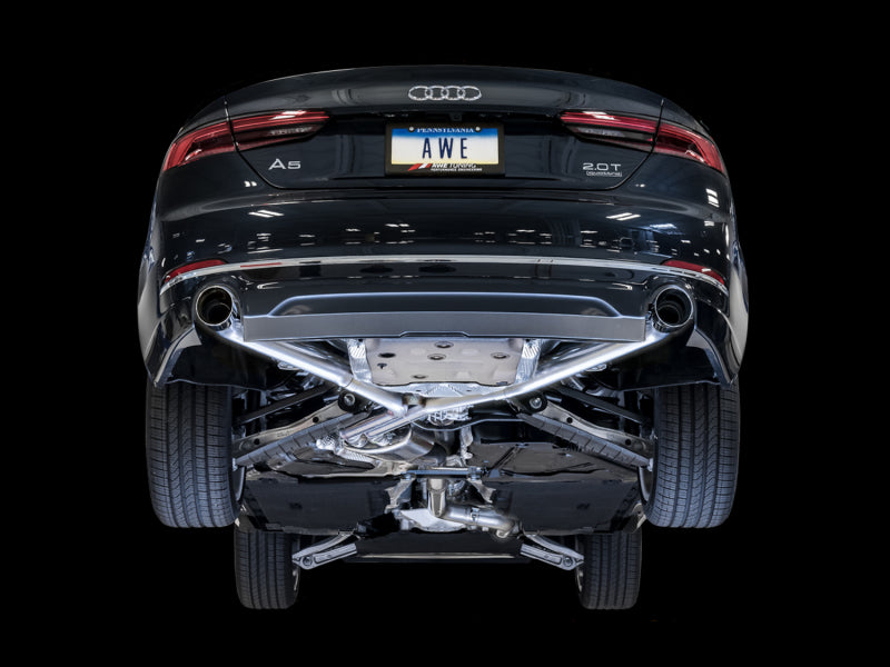 AWE Tuning Audi B9 A5 Track Edition Exhaust Dual Outlet - Chrome Silver Tips (Includes DP) 3020-32032 3020-32032 Photo - Mounted