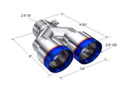 MBRP Burnt End Tip 2.5 ID, Dual 3.5 OD Out, 9.5 length, Single wall 304 Stainless Steel T5171BE T5171BE Photo - Close Up