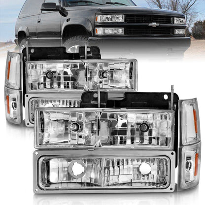 ANZO 88-98 Chevrolet C1500 Crystal Headlights Chrome w/ Signal and Side Marker Lights 111506 111506 Photo - Primary