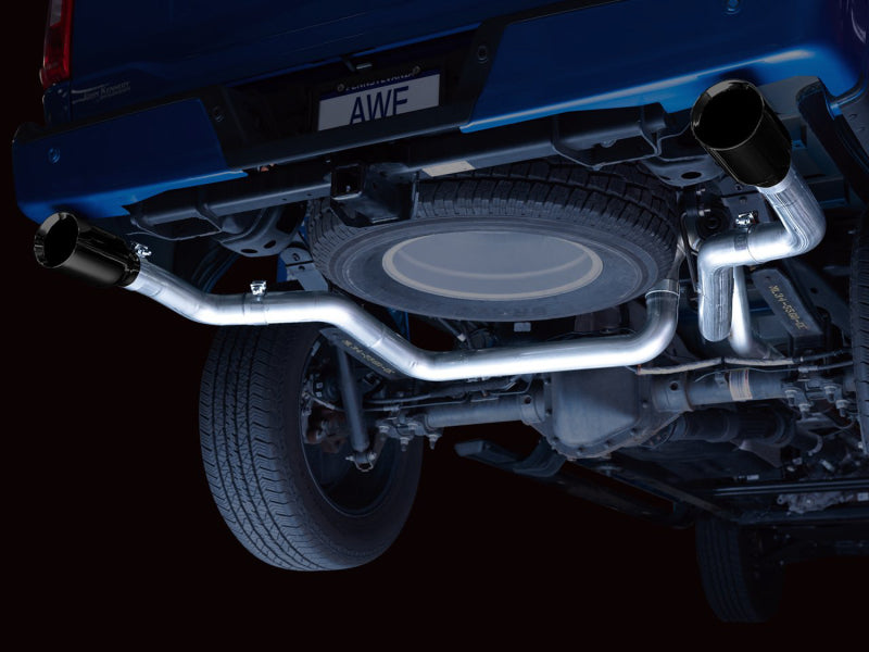 AWE Tuning AWE 0FG 21+ Ford F150 Dual Split Rear Cat-Back Exhaust- 5in Diamond Black Tips 3015-33119 3015-33119 Photo - Mounted