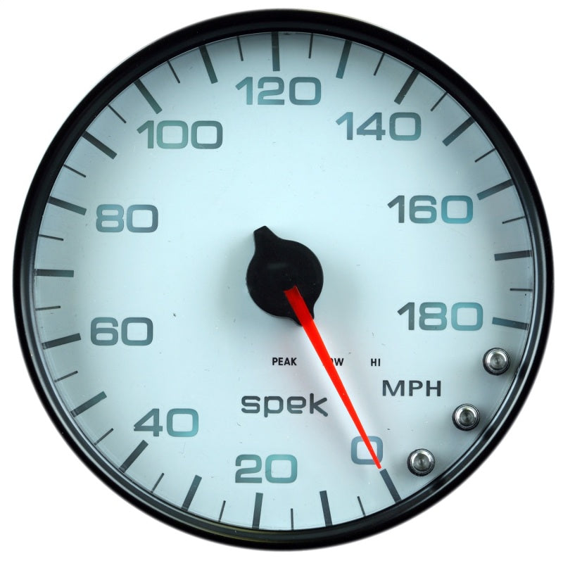 Autometer Spek-Pro Gauge Speedometer 5in 180 Mph Elec. Programmable White/Black P23012 P23012 User 2