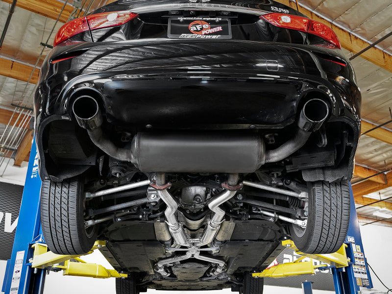 aFe Takeda 2.5in to 3in 304 SS Y-Pipe Exhaust System 16-18 Infiniti Q5 49-36131 Photo - Mounted