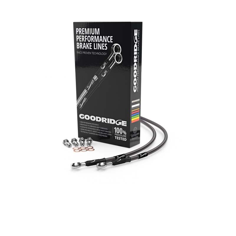 Goodridge 09-18 Yamaha V-MAX 1700 ABS Carbon Front SS Brake Lines YA1701-3FC-CB YA1701-3FC-CB Photo - Primary