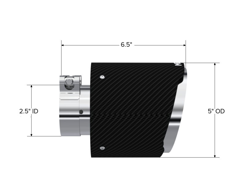 MBRP Universal Carbon Fiber Tip 2.5in ID / 5in OD Out / 6.5in Length Angle Cut Dual Wall T5190CF T5190CF Photo - Close Up