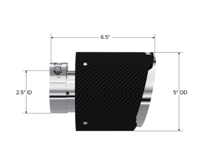 MBRP Universal Carbon Fiber Tip 2.5in ID / 5in OD Out / 6.5in Length Angle Cut Dual Wall T5190CF T5190CF Photo - Close Up
