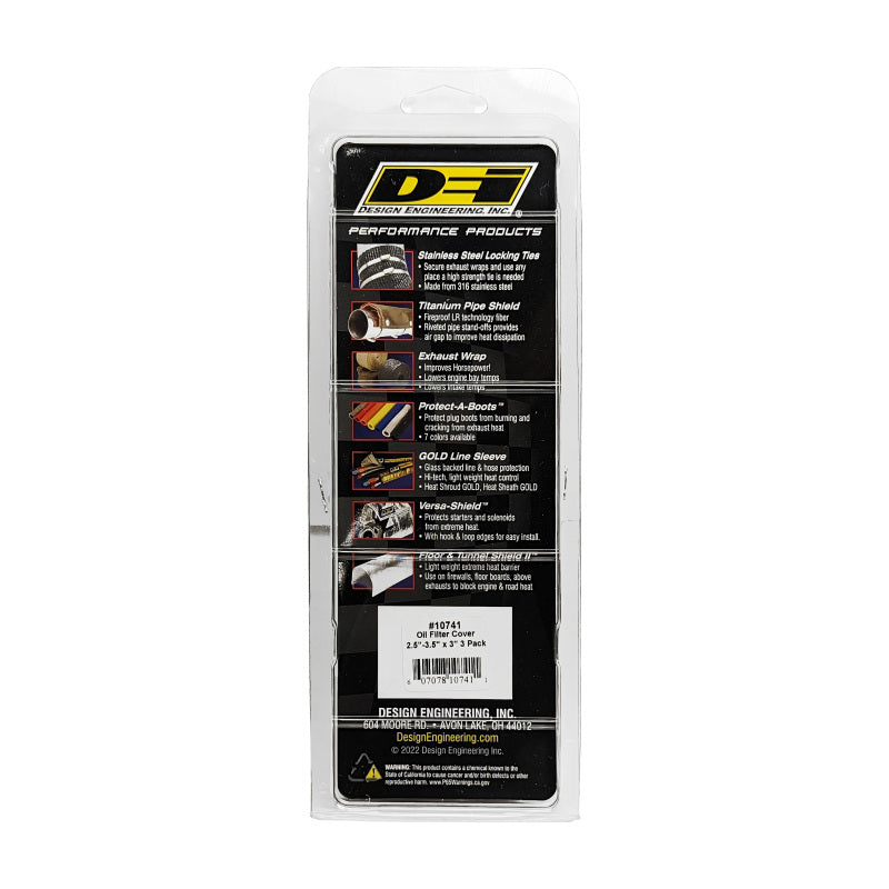 DEI Oil Filter Heat Shield 2.5in x 3.5in x 3in - 3 Pack 10741 10741 Photo - in package
