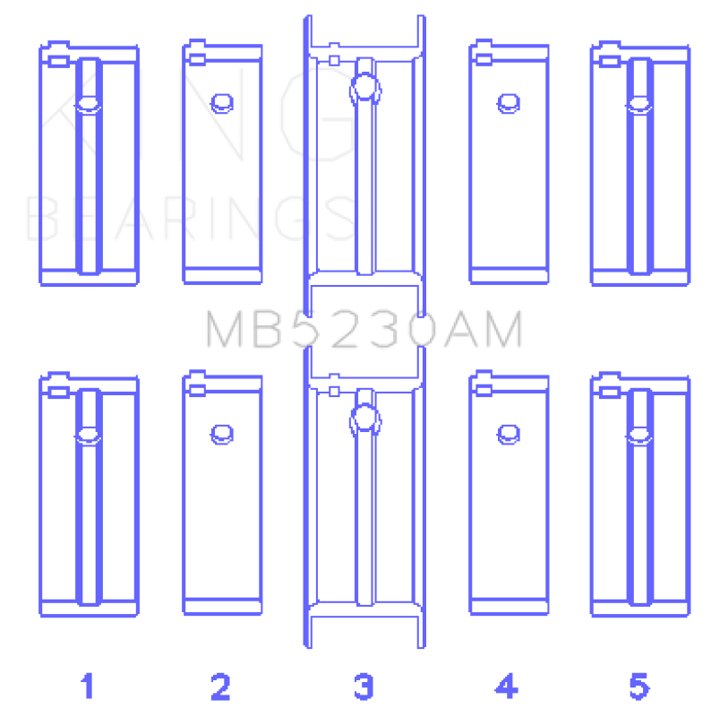King Engine Bearings Nissan E15/E16/E13/E15ET (Size +0.50mm) Main Bearing Set MB5230AM0.5 MB5230AM0.5 Photo - Primary