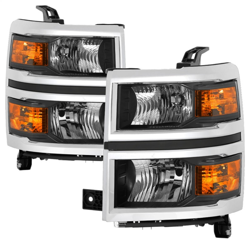 SPYDER xTune 14-15 Chevy Silverado 1500 (New Body) OEM Style Headlights w/Trim - Blk (HD-JH-CS14-CC-BK) 9042447 9042447 Photo - Primary
