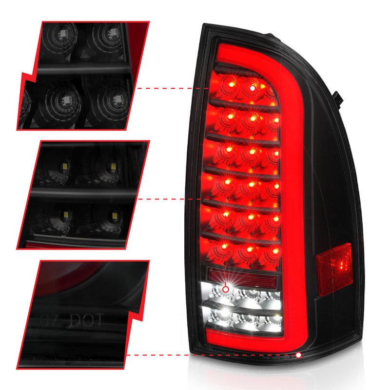ANZO 05-15 Toyota Tacoma Full LED Tail Lights w/Light Bar Sequential Black Housing Smoke Lens 311428 311428 Photo - Unmounted