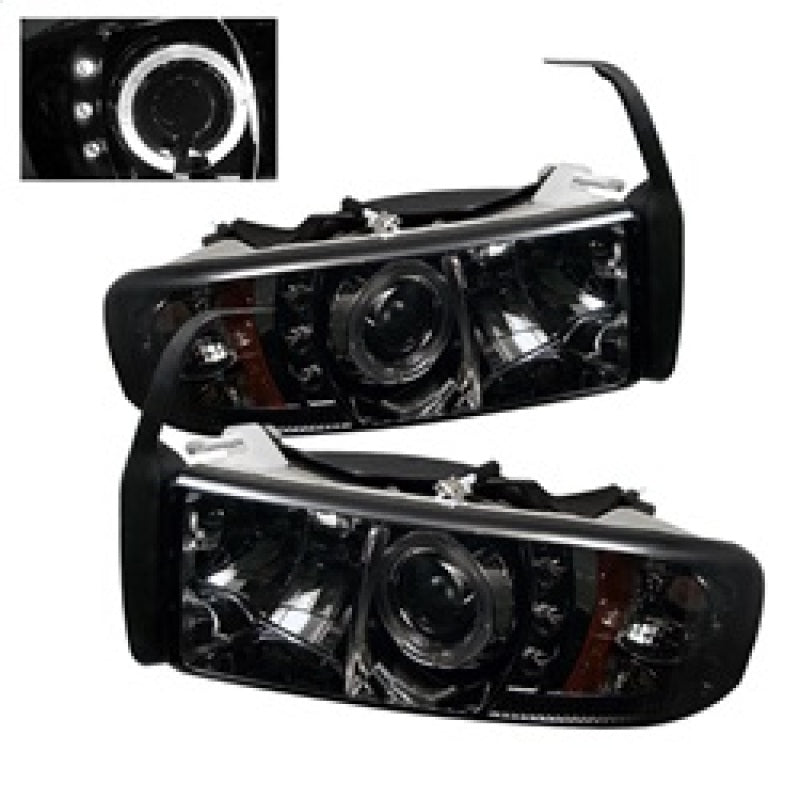 Spyder Dodge Ram 1500 94-01 94-02 Projector Headlights LED Halo LED Smke PRO-YD-DR94-HL-AM-SMC 5010100 5010100 Photo - Primary