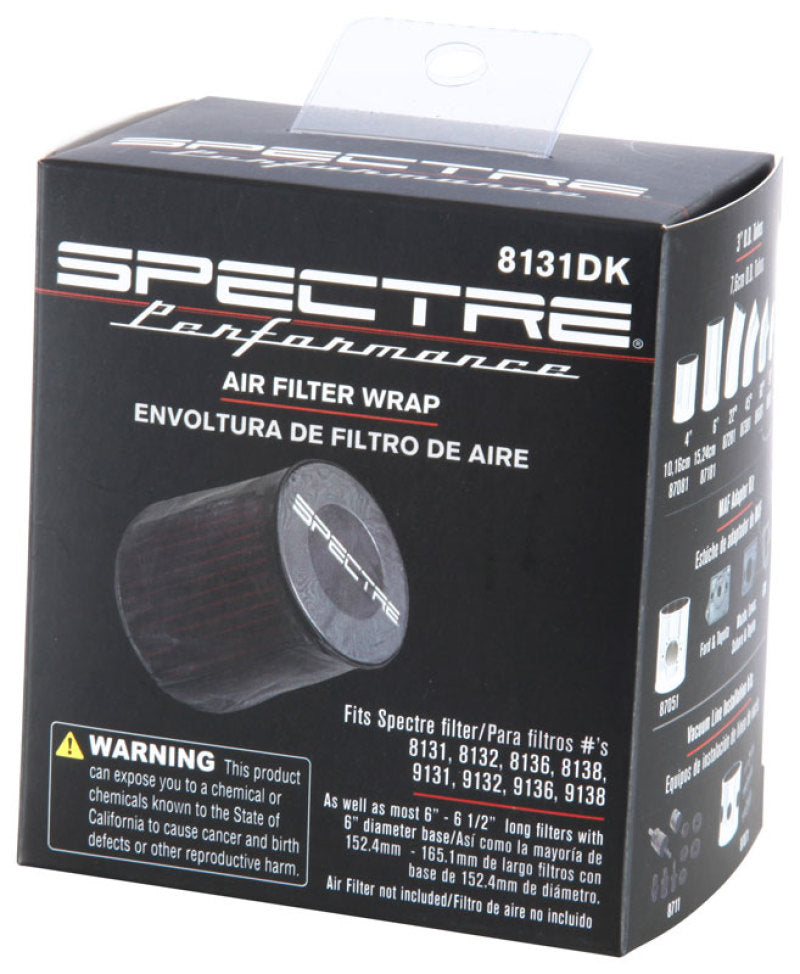 Spectre Universal Pre-Filter Wrap 6in. x 6.125in. - Black 8131DK 8131DK Photo - in package