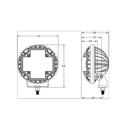 ARB Nacho 5.75in Offroad TM5 Racer LED Light Set TM532 TM532 Technical Drawing