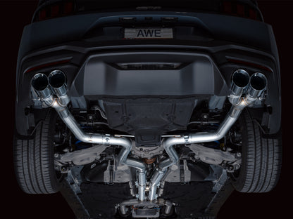 AWE Tuning AWE 2024 Ford Mustang GT Fastback S650 RWD Track Edition Catback Exhaust w/ Quad Chrome Silver Tips 3020-42650 3020-42650 Photo - Mounted